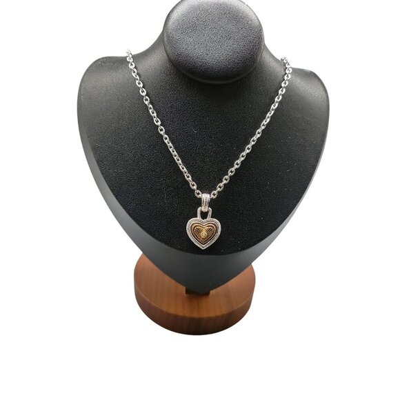 Camellia Necklace Etched Diamond Yellow Gold Rhodium-plated Silver Tone 18" - Picture 4 of 11